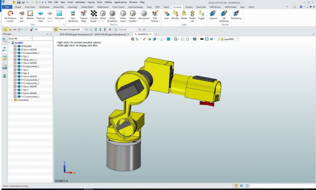 The robot arm prototype designed with ZW3D The robot arm prototype designed with ZW3D